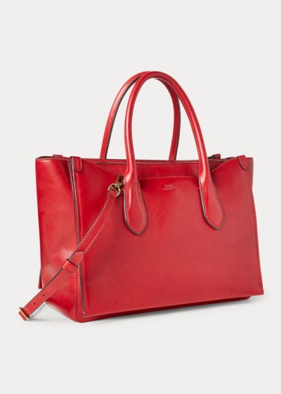 Satchel Polo Ralph Lauren Mujer Rojos - Leather Large Sloane - ZBLIK7084